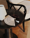 Wooden Carved Fan with Tassel